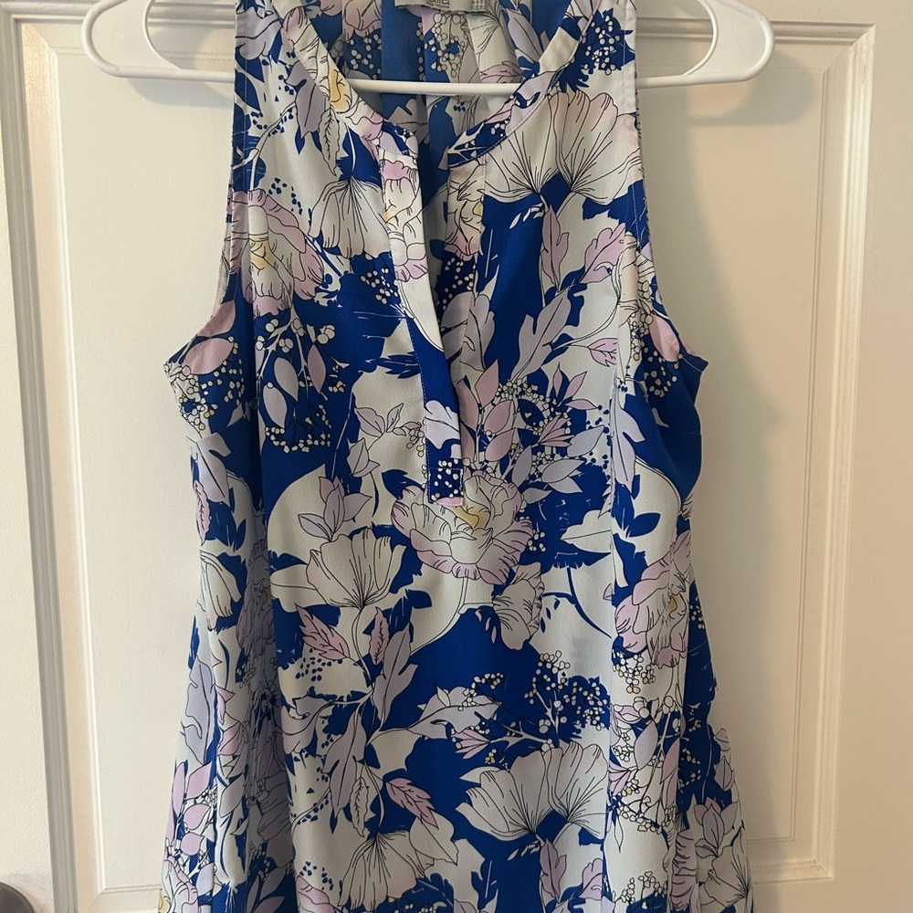 Dalia Floral Sleeveless Blouse - Blue and Pink